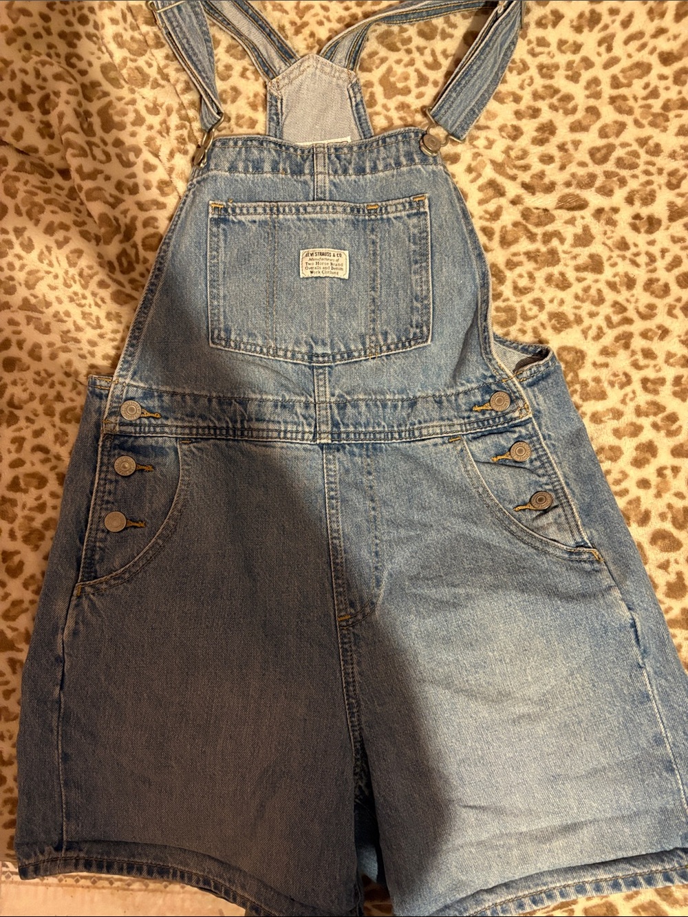 Levi's Light Wash Denim Short Overalls